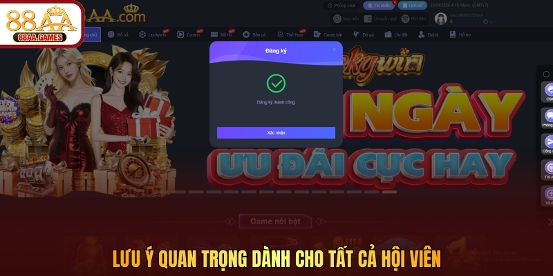 Lưu ý quan trọng dành cho tất cả hội viên