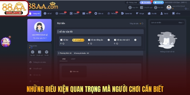 Những điều kiện quan trọng mà người chơi cần biết